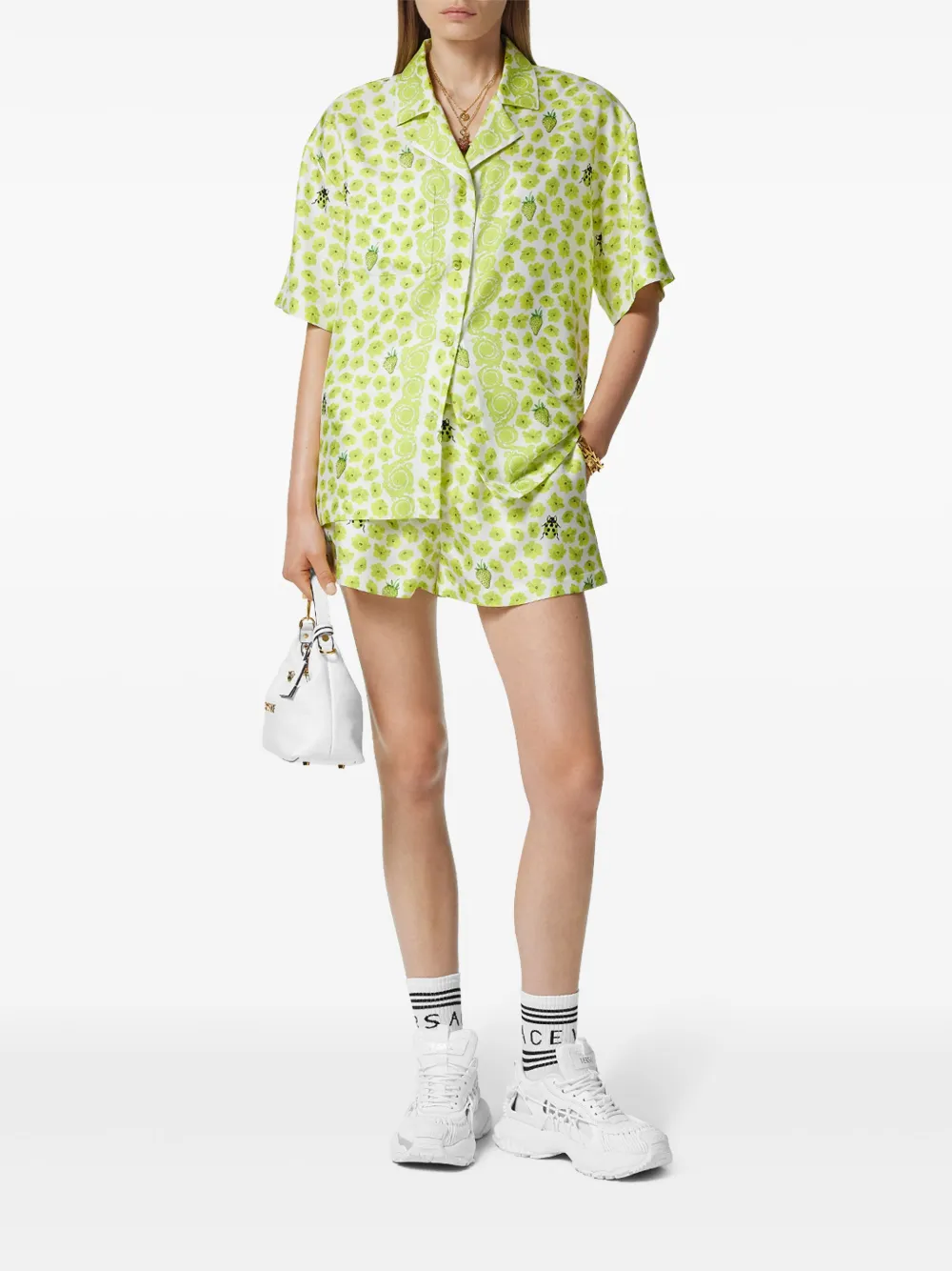 Versace Zijden shorts met bloemenprint - Wit