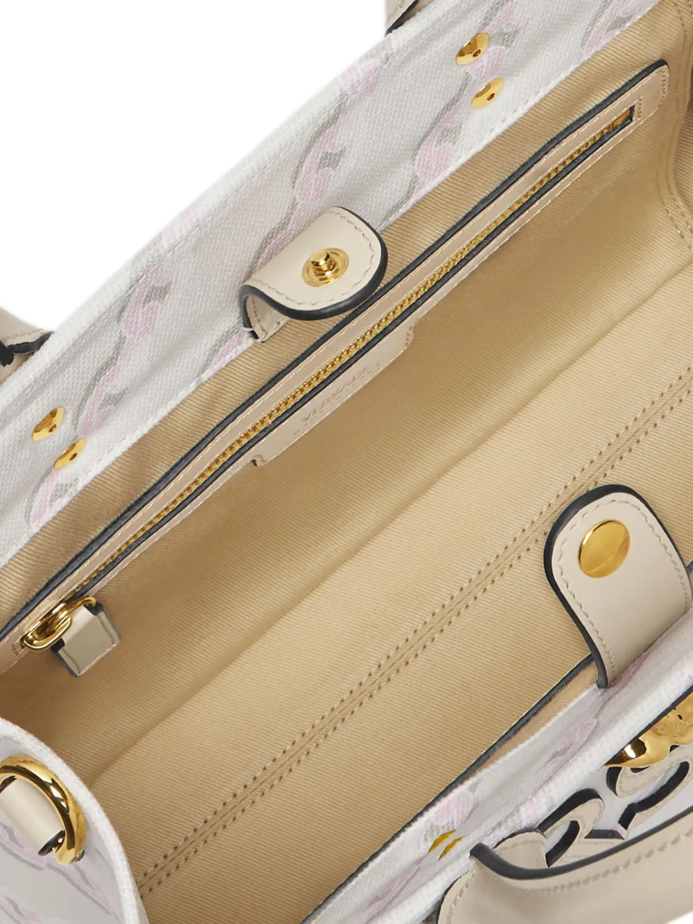 Versace Kleine Chain Stripes La Medusa shopper Wit
