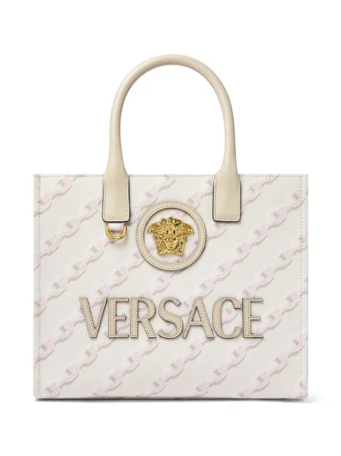 Versace small Chain Stripes La Medusa tote bag