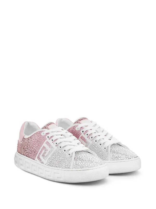 Versace Greca crystal-embellished Sneakers | Silver | FARFETCH