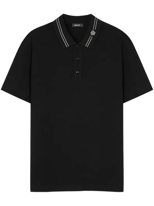 (送料・関税込) VERSACE ポロシャツ メドゥーサ Versace メドゥーサ ポロシャツ | ブラック | FARFETCH JP