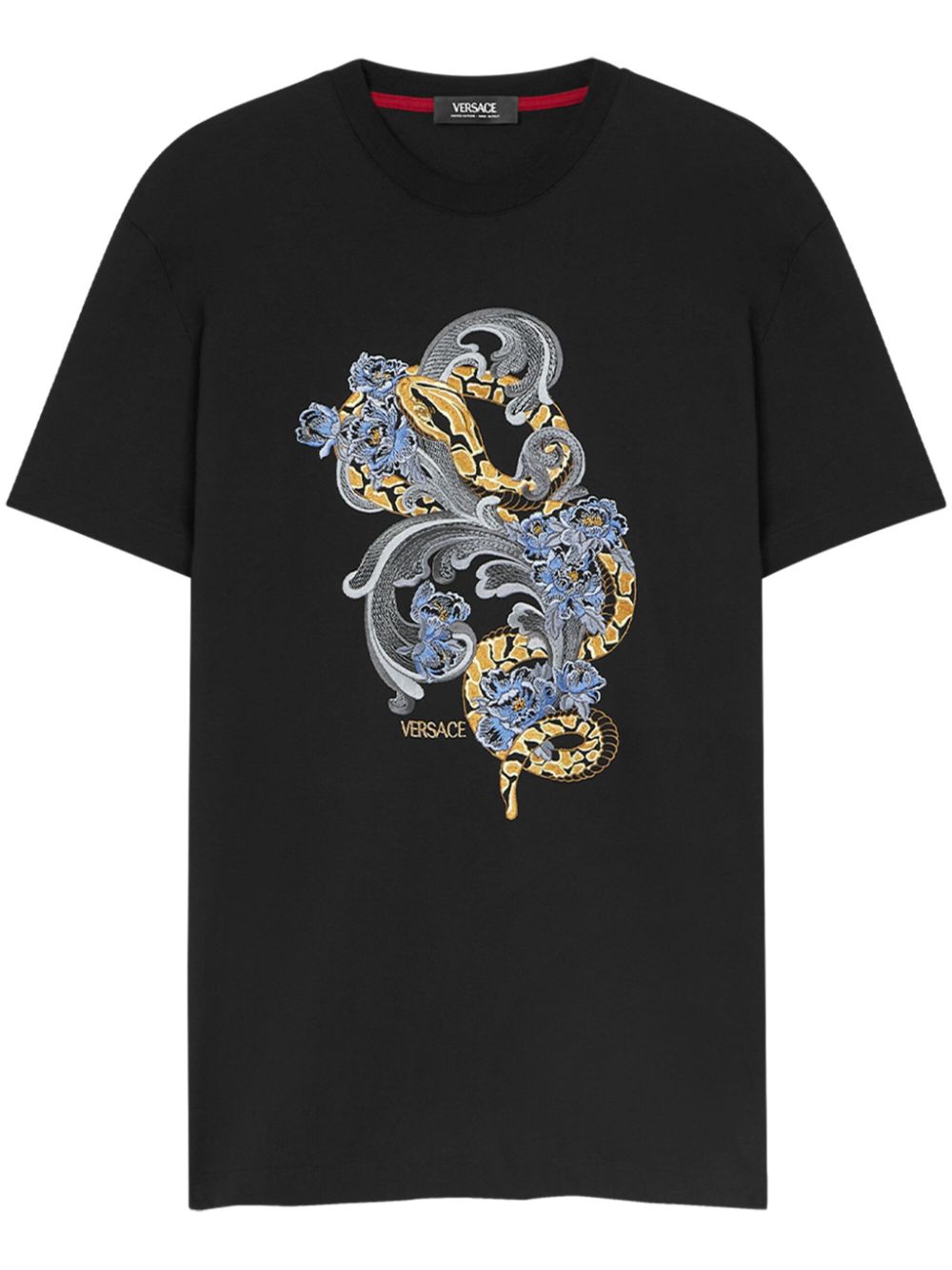 Versace snake-embroidered T-shirt - Black