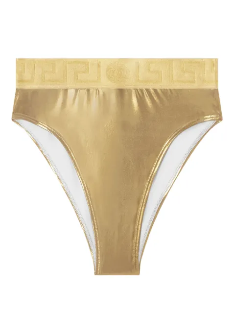 Versace Greca Border metallic bikini bottoms