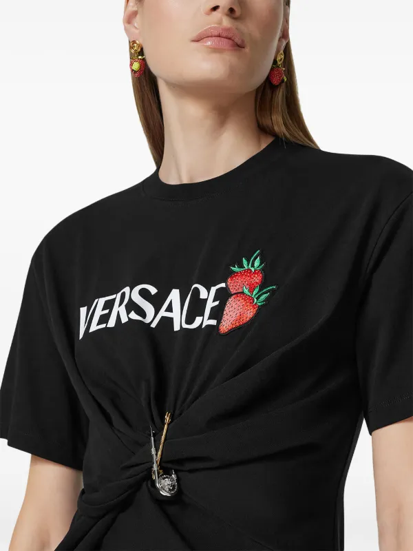 Versace セーフティピン Tシャツワンピース | ブラック