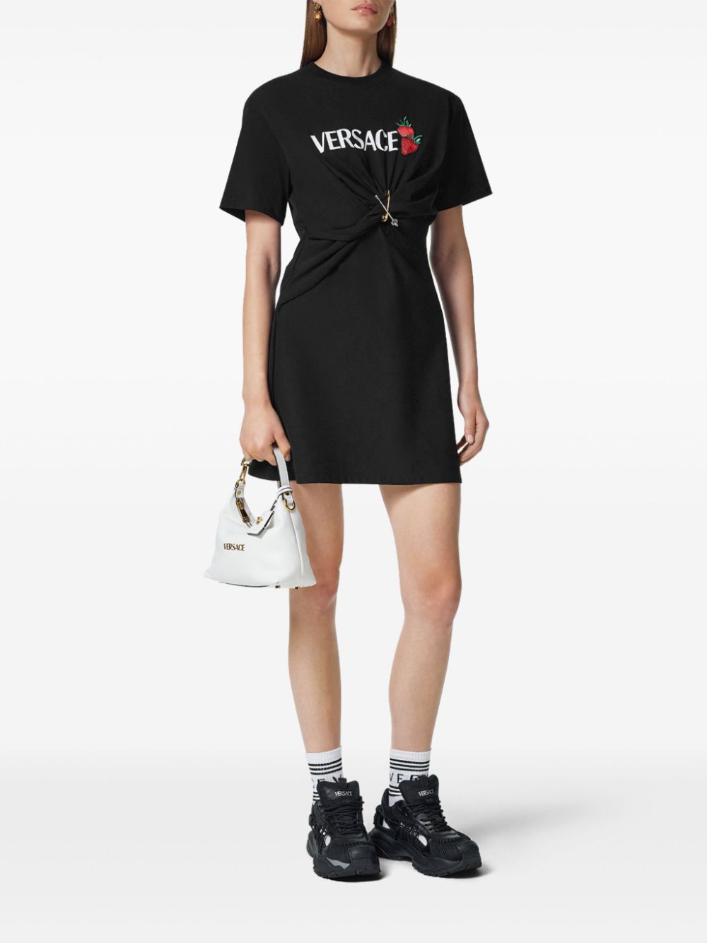 Versace Mini-jurk met logoprint - Zwart