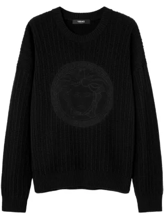Versace メドゥーサエンブロイダリー ケーブルニットセーター