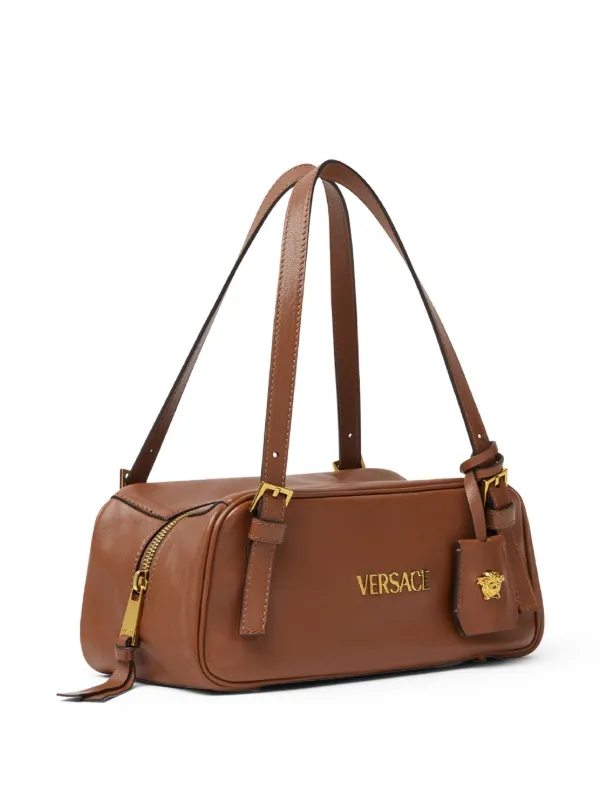 Versace Tag Bowling Shoulder Bag | Brown | FARFETCH JO