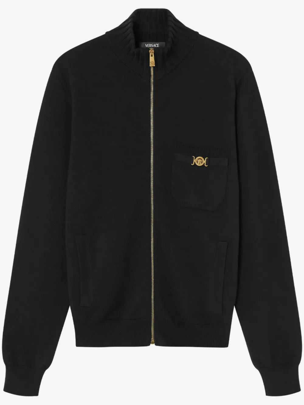 Versace cashmere-cotton knit zip sweater | Black | Image 1