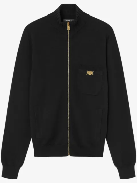 Versace cashmere-cotton knit zip sweater