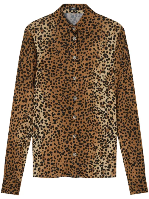 Chemise à imprimé léopard - Versace - Modalova