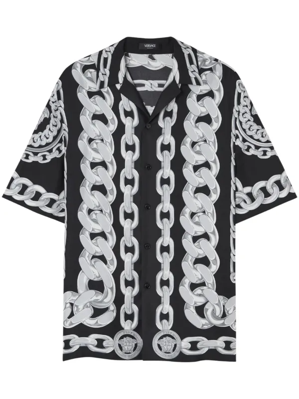 Versace Camisa Con Cadenas Estampadas Negro FARFETCH AR