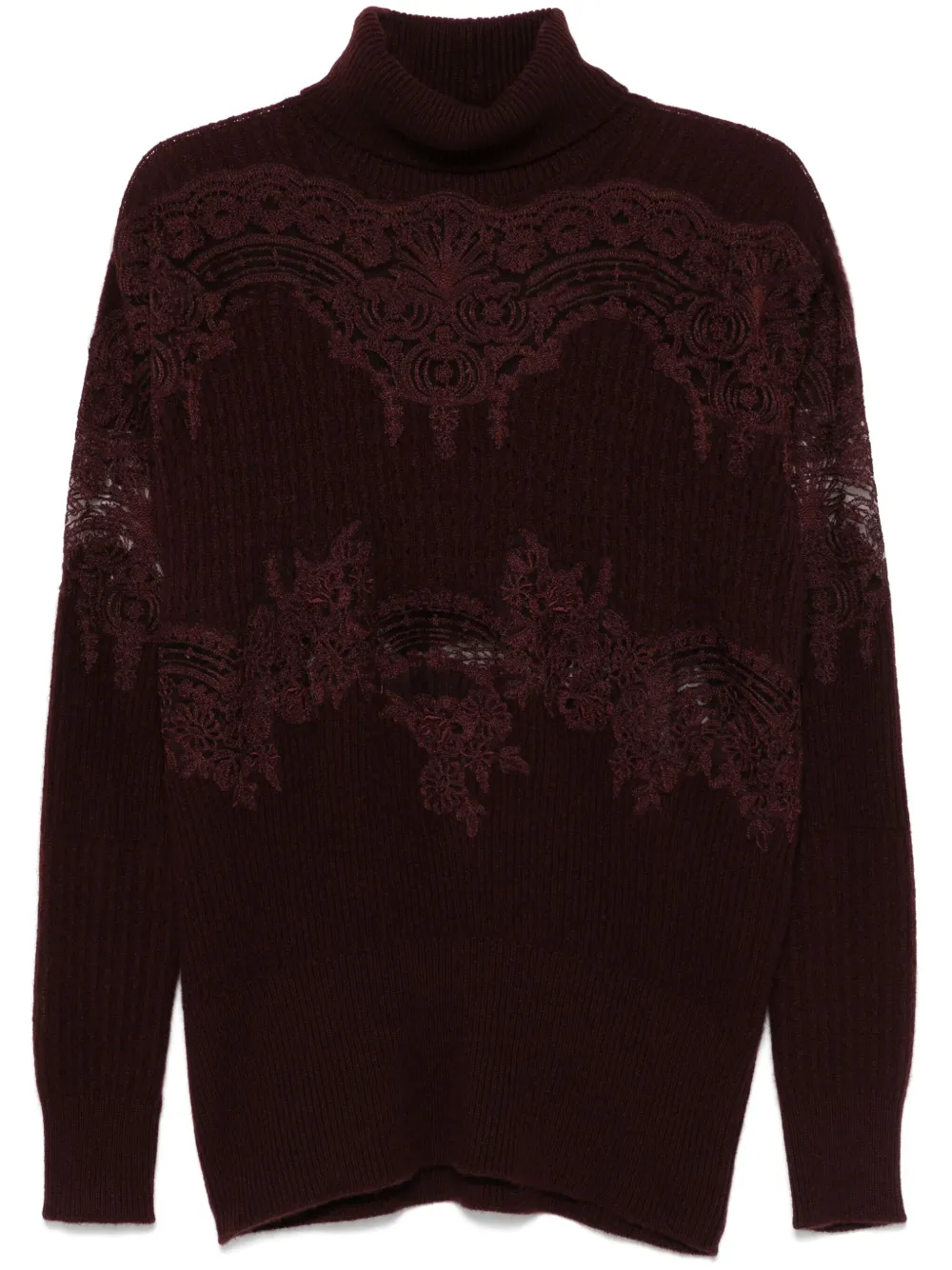 Ermanno Scervino Trui met kanten vlakken Rood