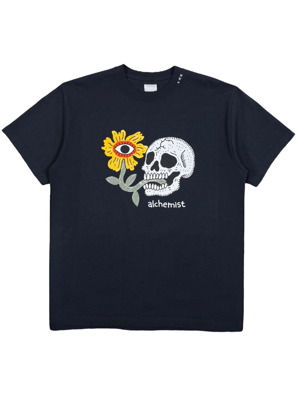 Shop Alchemist Floral Skull T-shirt In Black