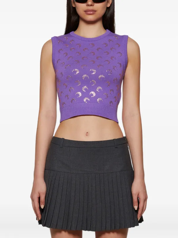 Marine Serre rhinestone-embellished Tank Top | Purple | FARFETCH
