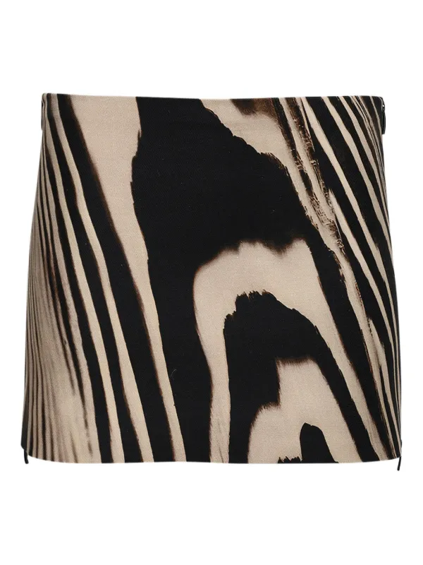 David Koma Zebra-print Side-zip Mini Skirt in Neutrals