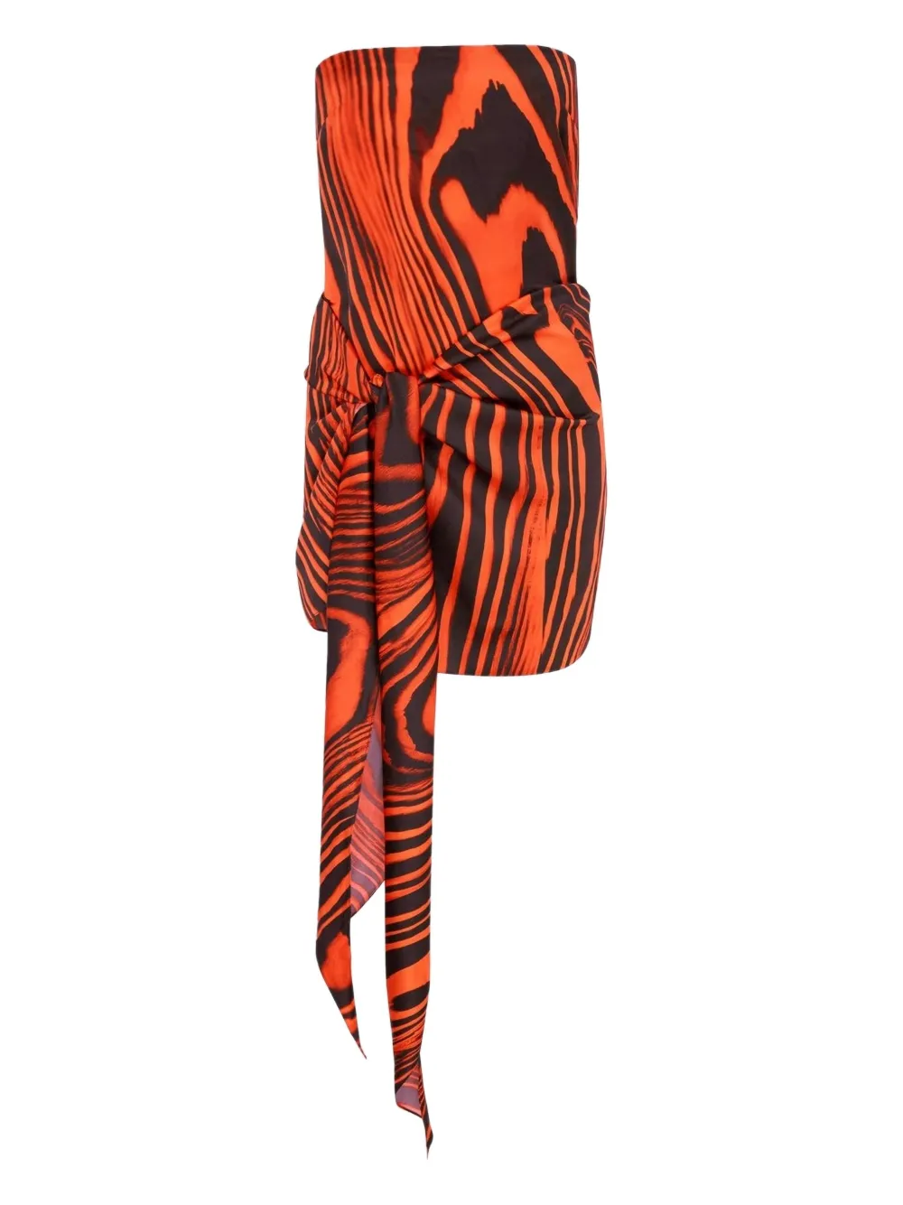David Koma zebra-print tie-detail minidress Rood