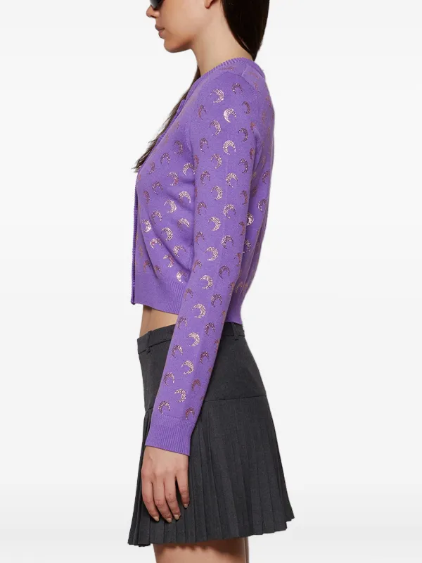 Marine Serre moon-pattern long-sleeve Cardigan | Purple | FARFETCH