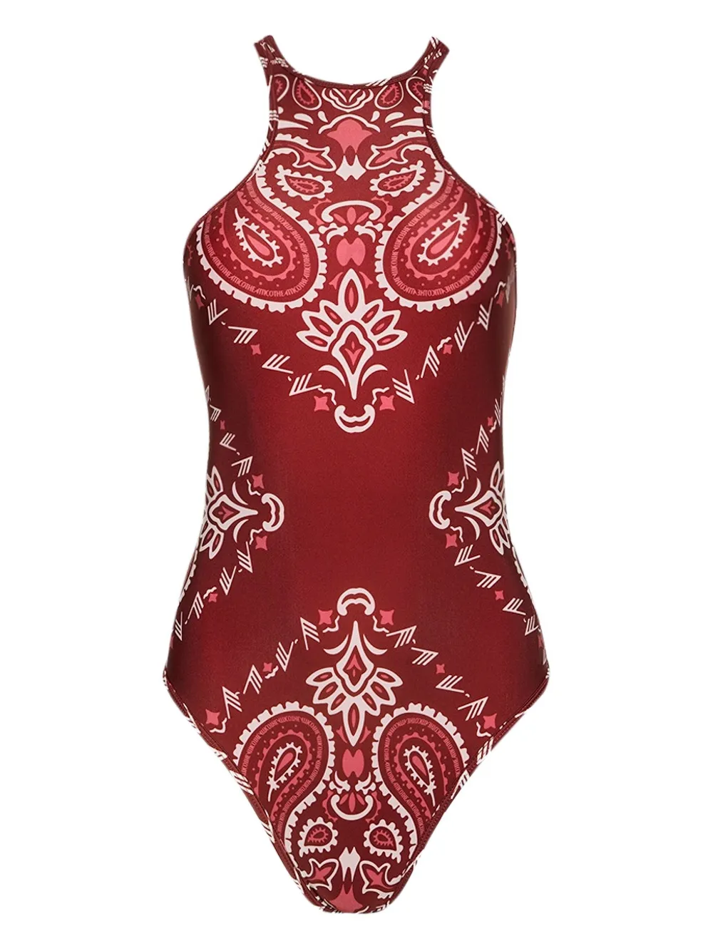 The Attico bandana-print halterneck swimsuit | Red | Image 1
