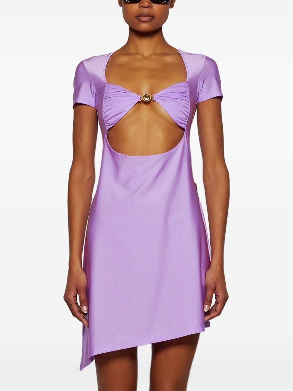 draped ring-detail dress