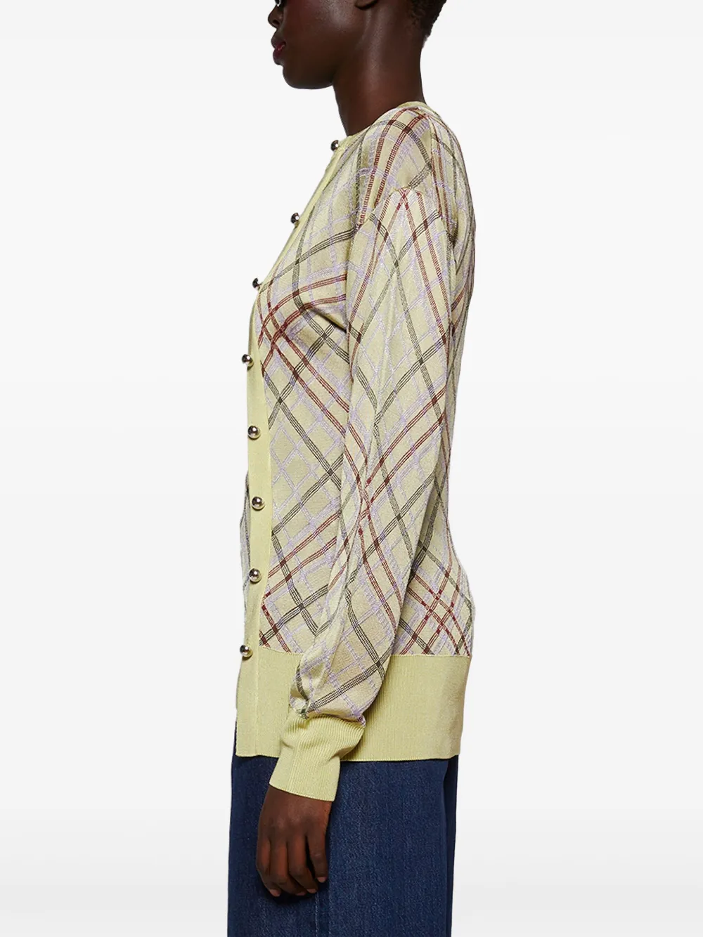 Shop Rabanne Checked Cardigan In Neutrals