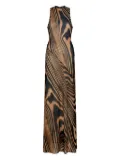 David Koma zebra-print maxi dress - Neutrals