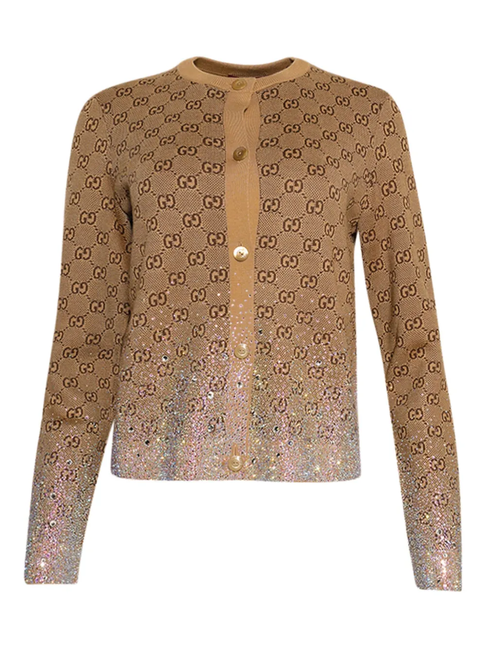 Gucci GG monogram crystal-embellished cardigan | Brown | Image 1