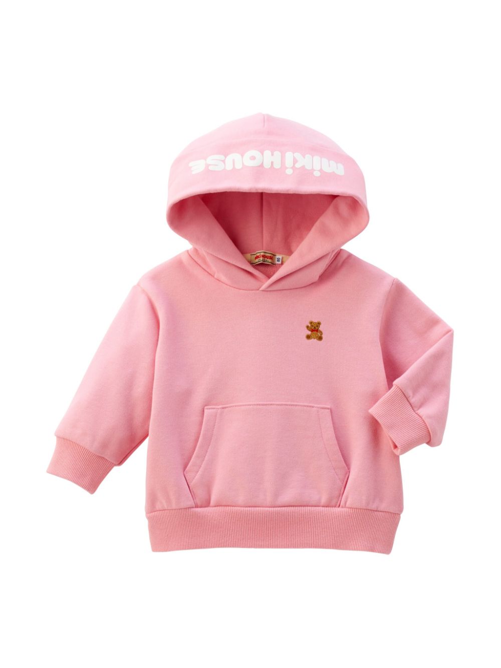 Miki House bear-embroidered hoodie - Pink