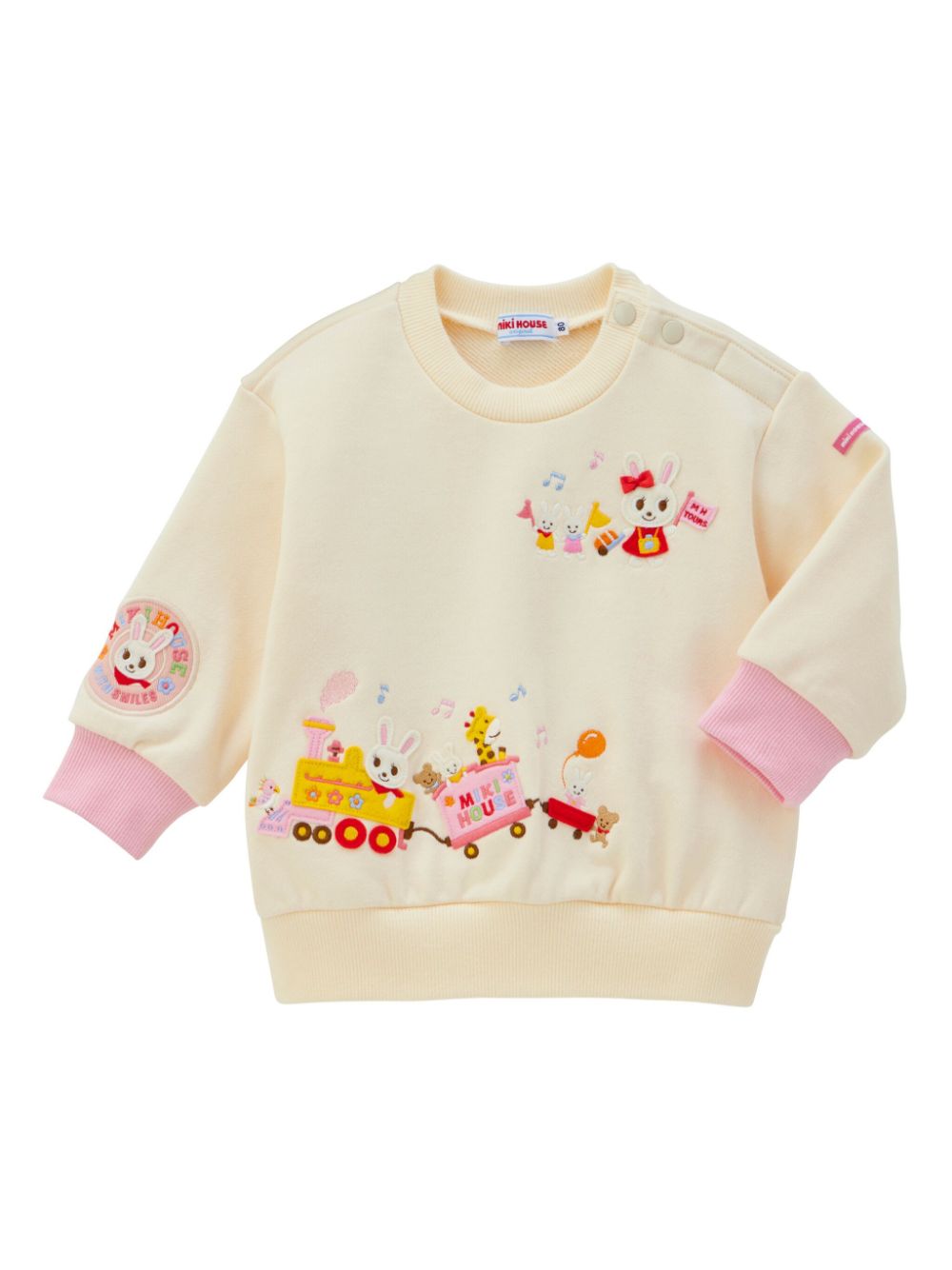 Miki House rabbit-patch sweatshirt - Neutrals