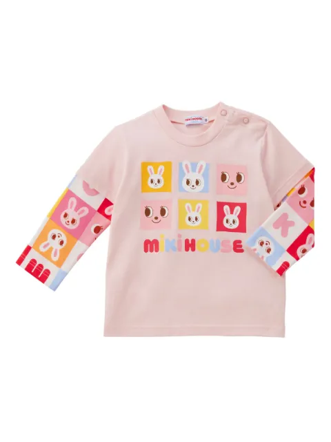 Miki House rabbit-print T-shirt