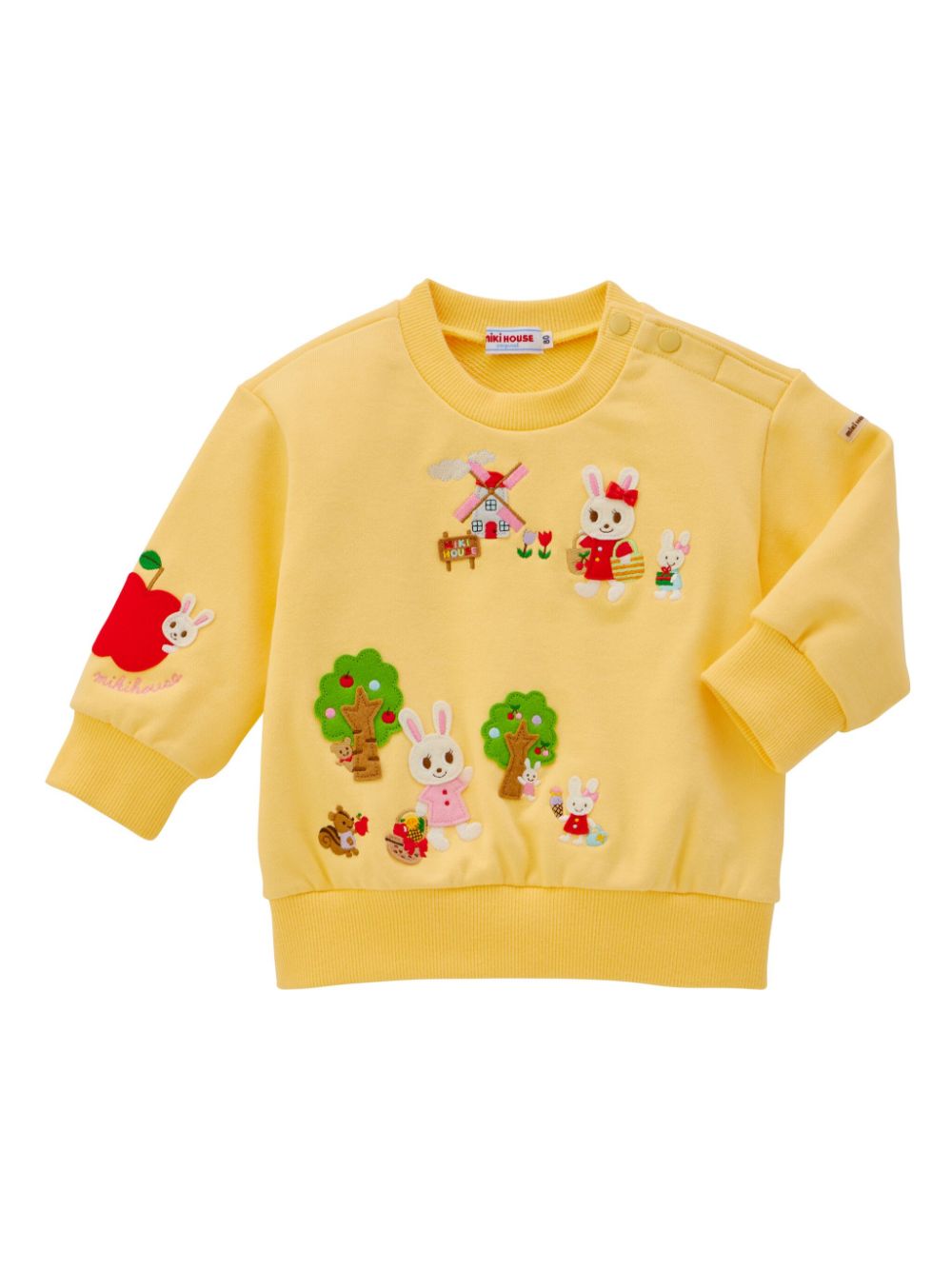 Miki House rabbit-patch sweatshirt - Yellow