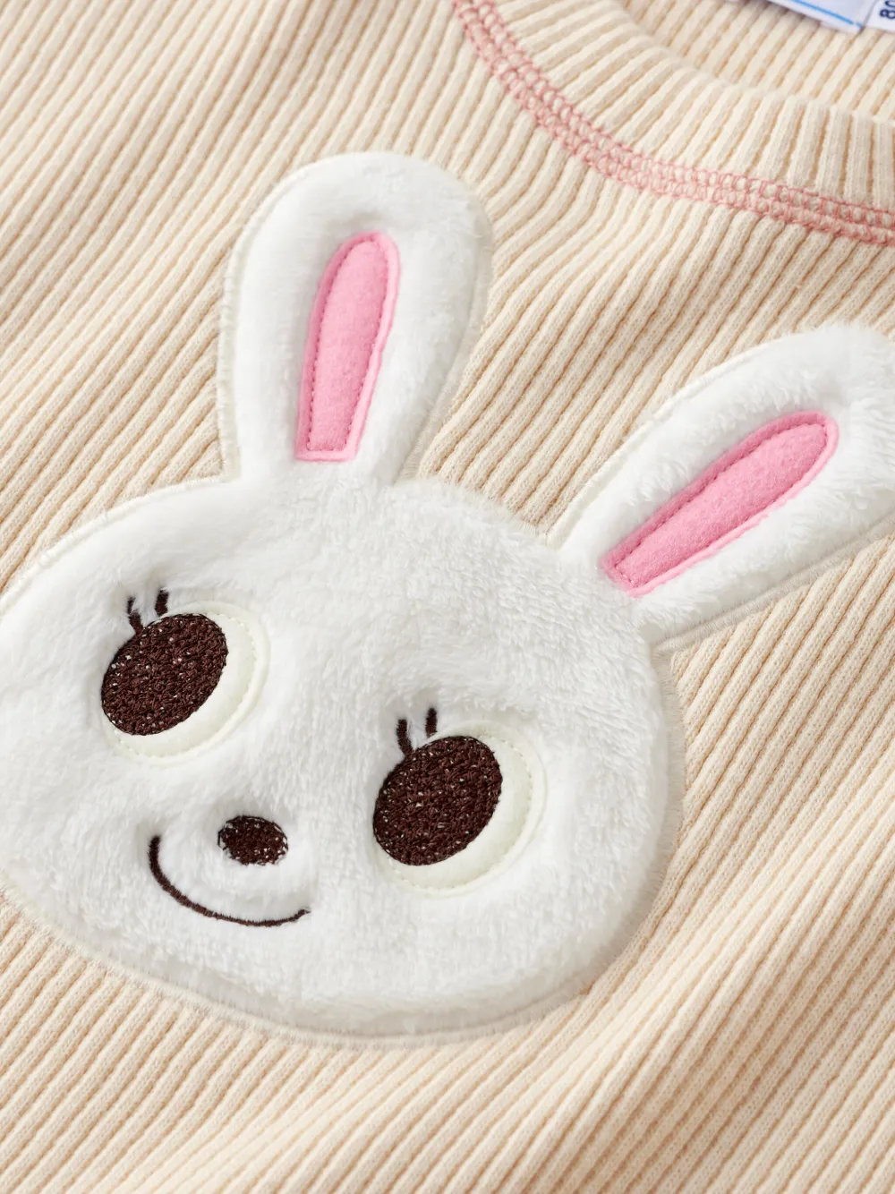 Miki House Waffle Bunny Sweatshirt (2-7 Years) In Neutrals