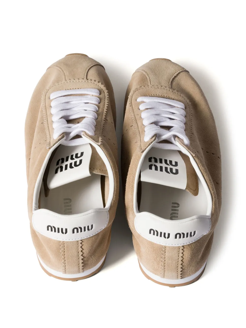 Miu Plume suède sneakers Beige