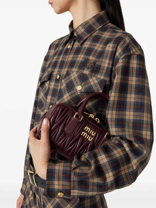 Miu Miu Tartan Wool Shirt | Brown | FARFETCH Miu Miu Tartan Wool Shirt | Brown | FARFETCH