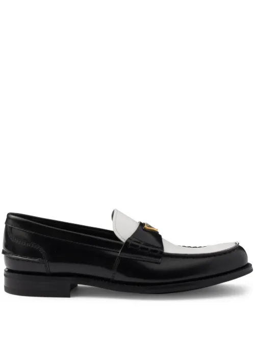 Mocassins bicolores en cuir à effet brossé - Prada - Modalova