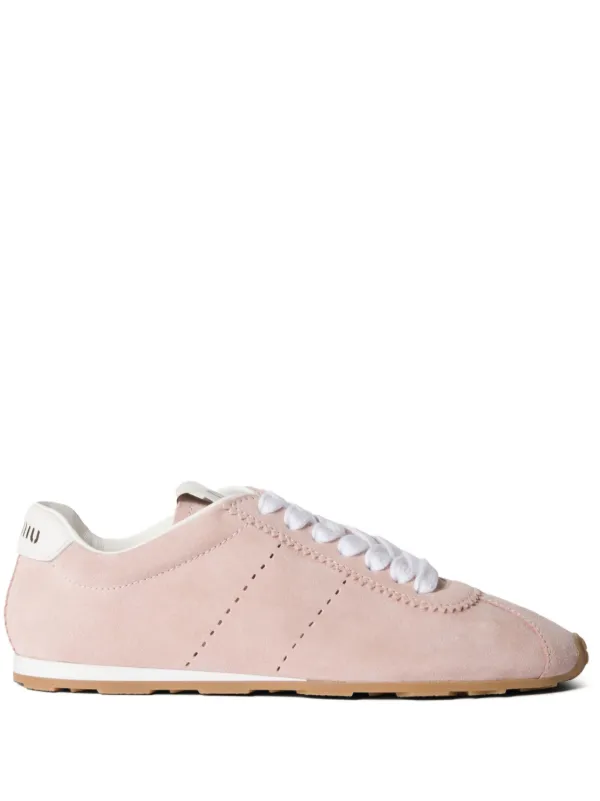 スニーカー Miu Miu Sneaker Plume In Pelle Scamosciata Miu Miu Plume Sneakers | Pink | FARFETCH