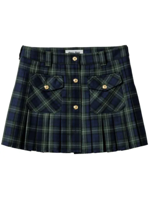 Minijupe plissée à motif tartan - Miu Miu - Modalova