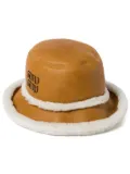 Miu Miu shearling-trim bucket hat - Brown