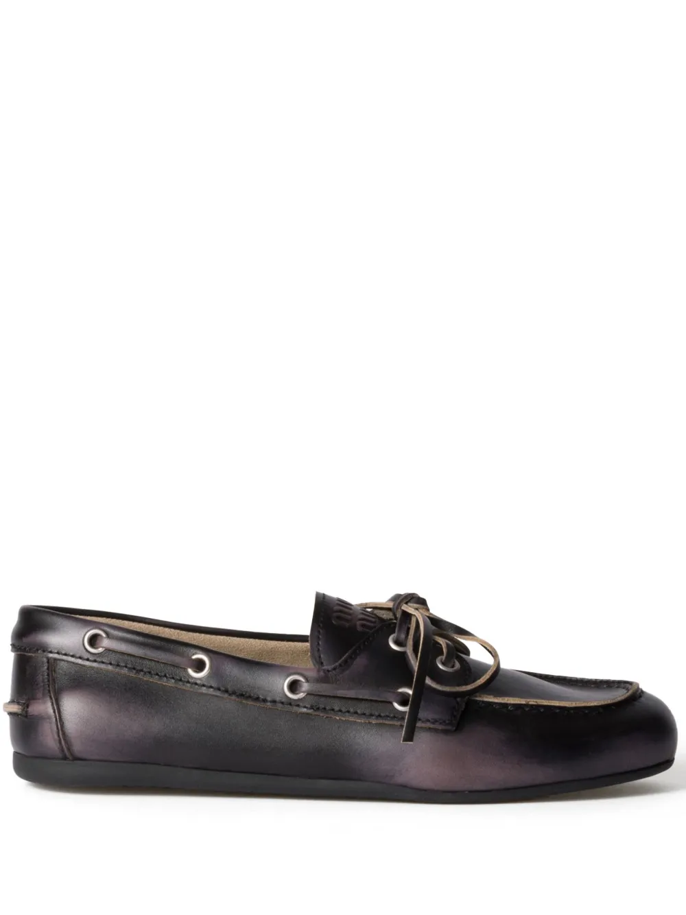 Miu Leren loafers Zwart