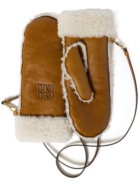 Miu Miu shearling-trim mitten gloves