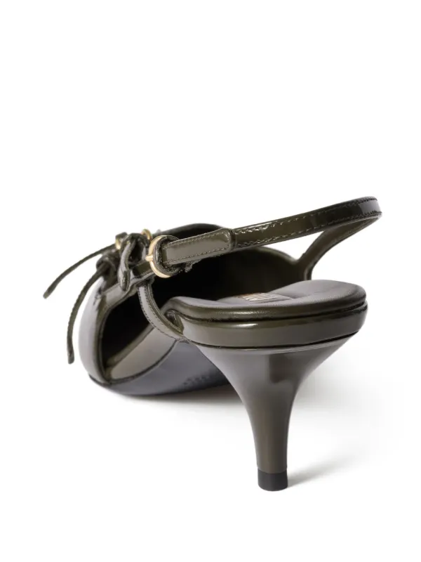 Miu Miu 55mm Leather Slingback Pumps | Green | FARFETCH