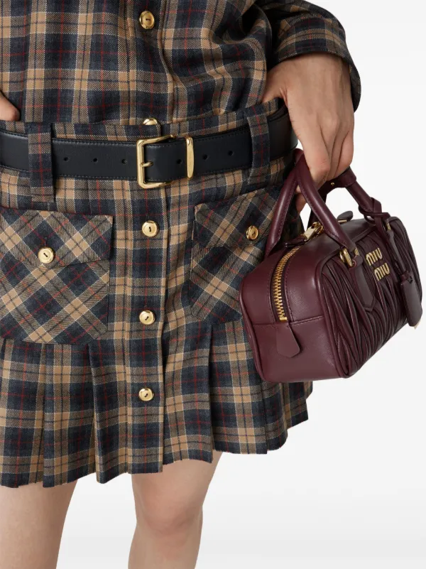 関税込 MiuMiu |Pleated tartan miniskirt Miu Miu Pleated Tartan Miniskirt | Green | FARFETCH