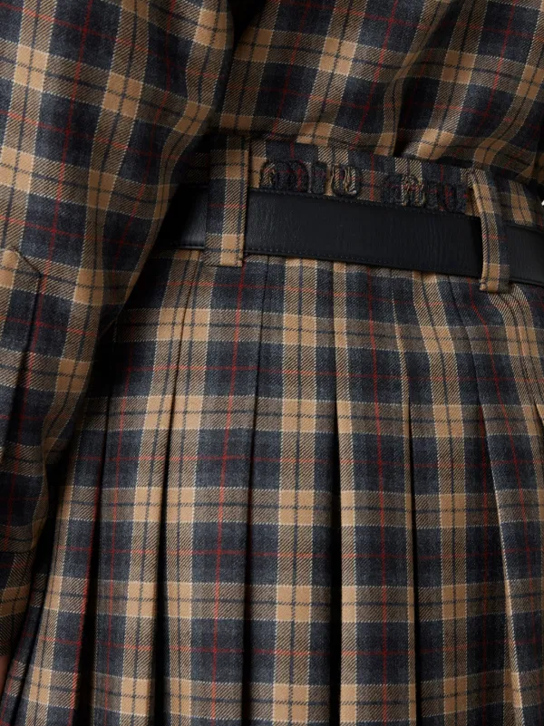 Miu Miu チェック ミニスカート | ブラウン | FARFETCH JP