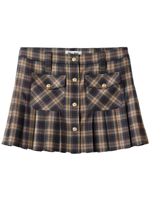 Minijupe plissée à motif tartan - Miu Miu - Modalova