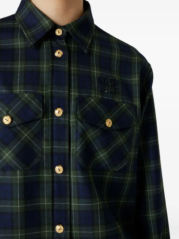 Miu Miu Plaid Shirt | Green | FARFETCH