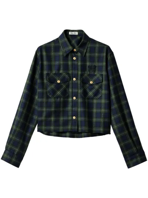 Miu Miu chemise à carreaux - Vert - Miu Miu - Modalova
