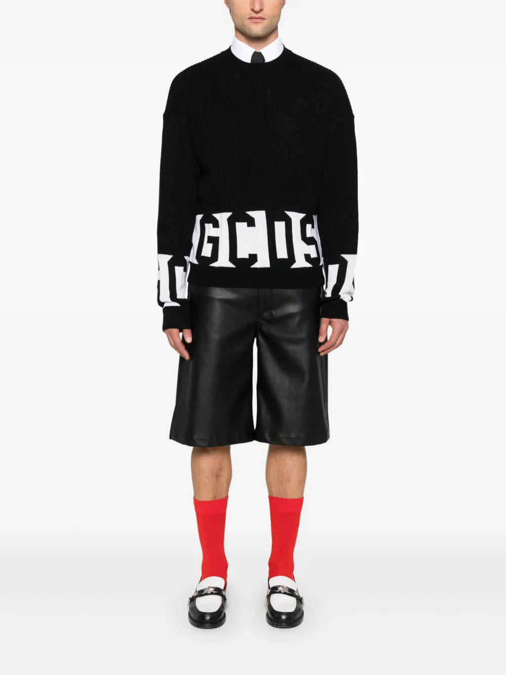 GCDS Trui met intarsia logo - Zwart