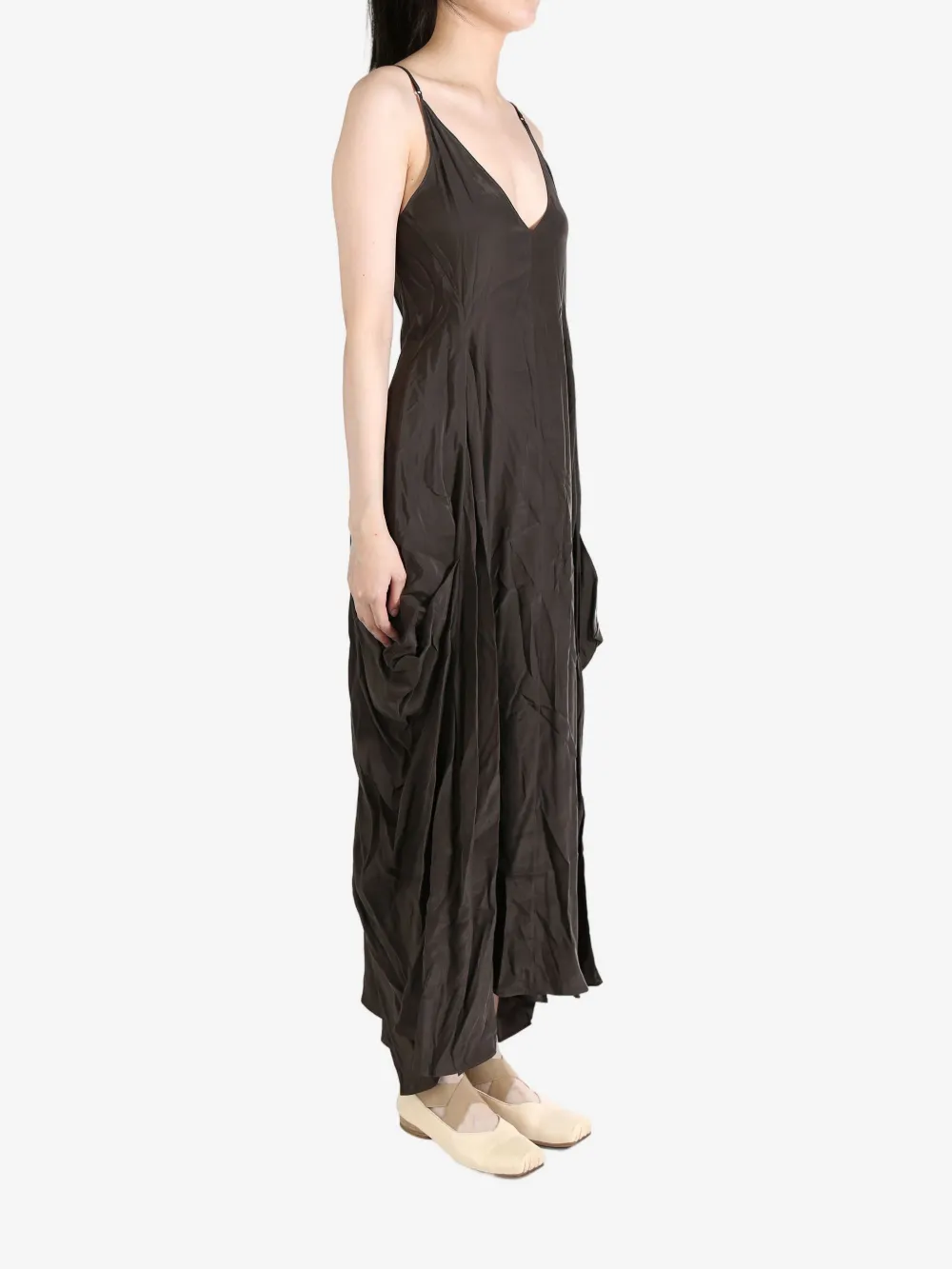 YANGKEHAN crease-effect midi dress - Grijs