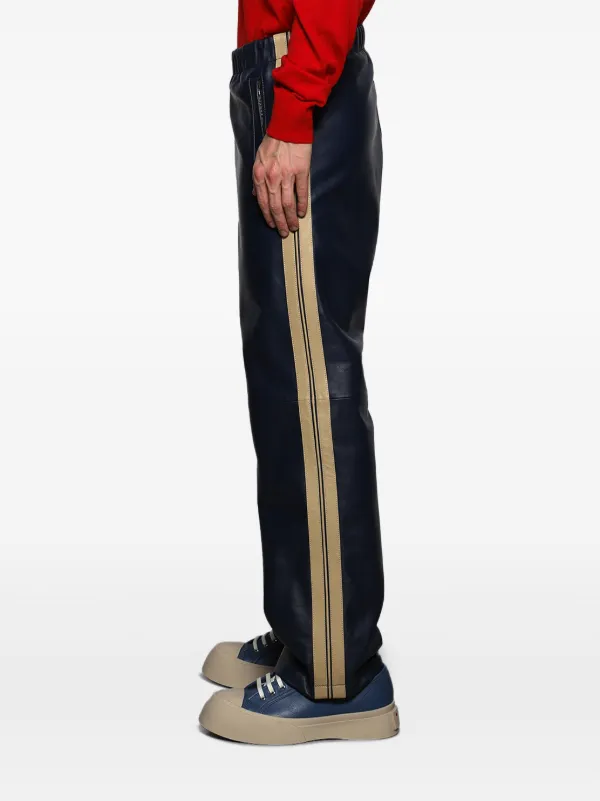 MARNI マルニ Black Side Stripe Trousers 44 Marni side-stripe Leather Trousers | Blue | FARFETCH JO