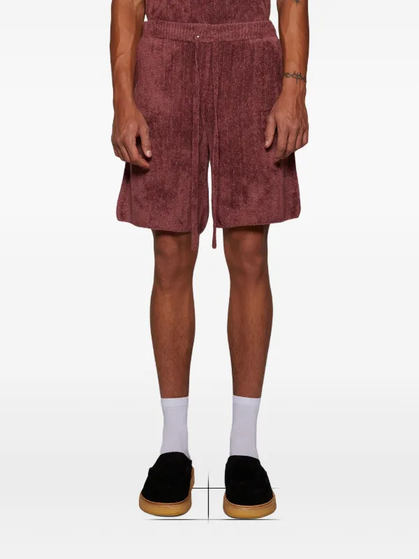 The Elder Statesman Chenille Shorts in Red