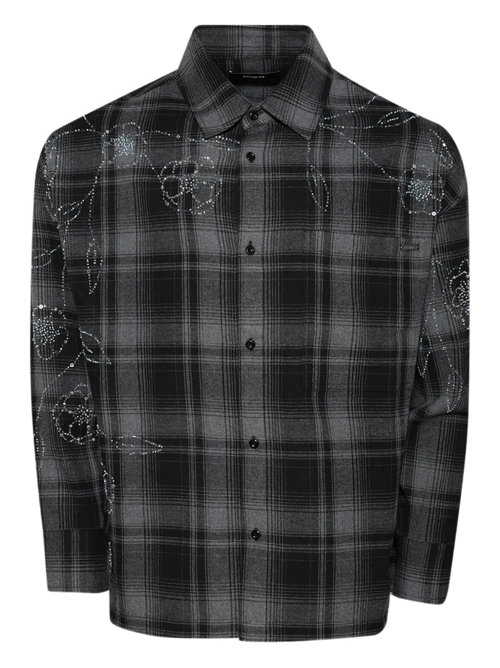 rhinestone-embellished plaid shirt